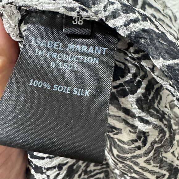 ISABEL MARANT 100% Silk Pleated Crêpe de Chine Blouse Top Women’s Sz FR 38 US 6 - Picture 7 of 10